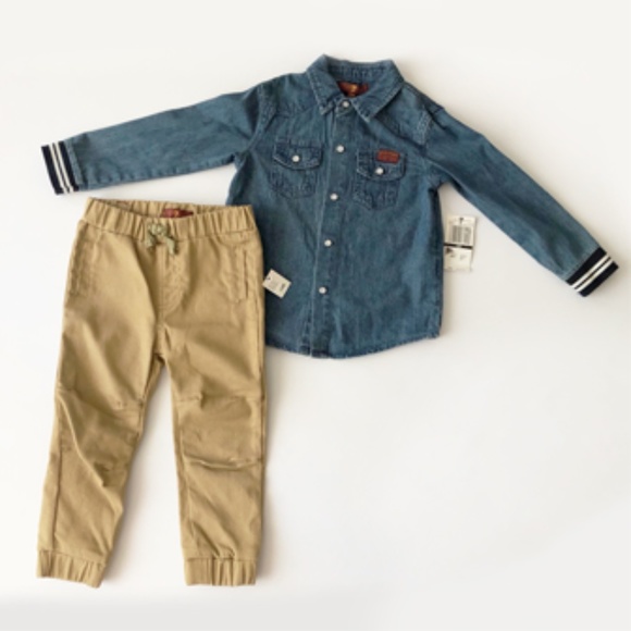 7 For All Mankind Boys' Denim Button-Down & Twill Pants Set - Picture 8 of 8